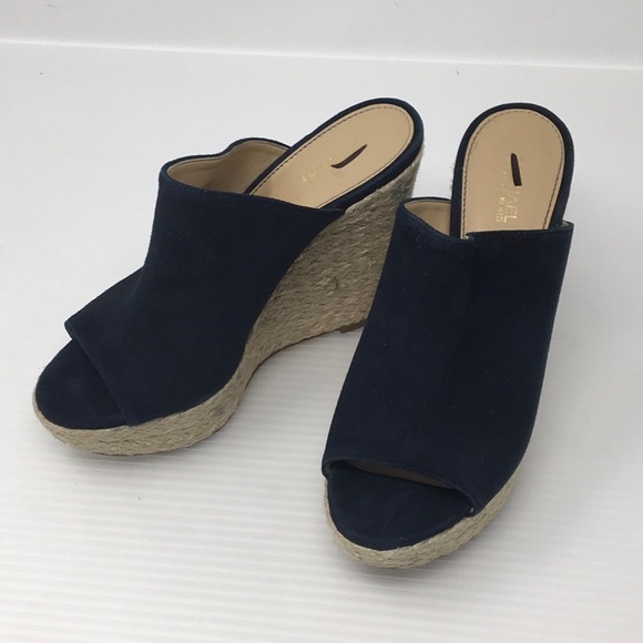 Michael Kors Blue Hastings Suede Wedge Sandals - Picture 2 of 8